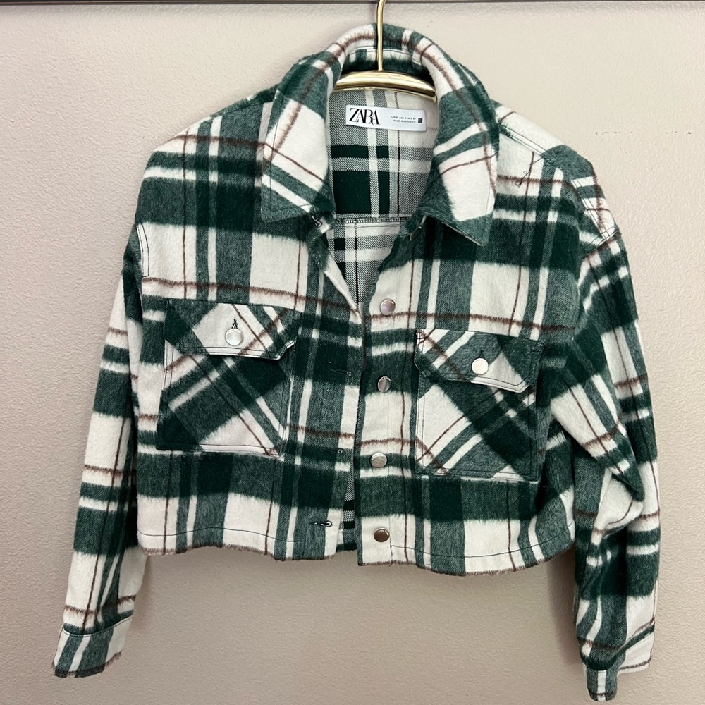 Zara Forest Green Checkered Shacket